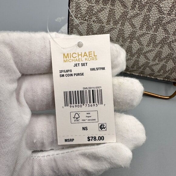 MIchael Kors Jet Set Vanilla Soft Pink Small Coin Purse Wristlet 32F1GJ6P1B NWT - Picture 3 of 16